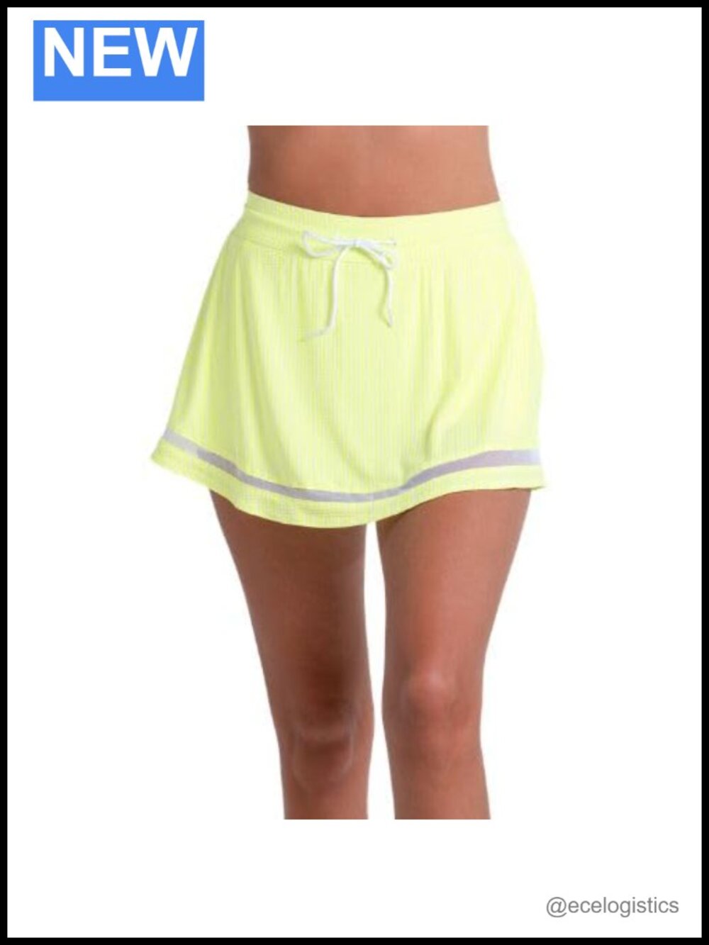 High Waist Seersucker Skort with Built-In Shorts - Tennis Performance